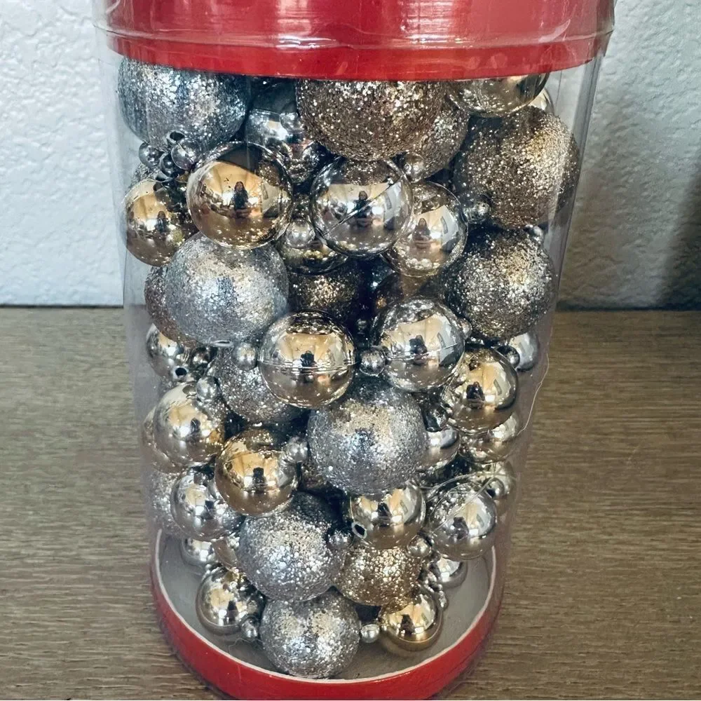 Christmas Silver & Gold Glitter Ornament Garland